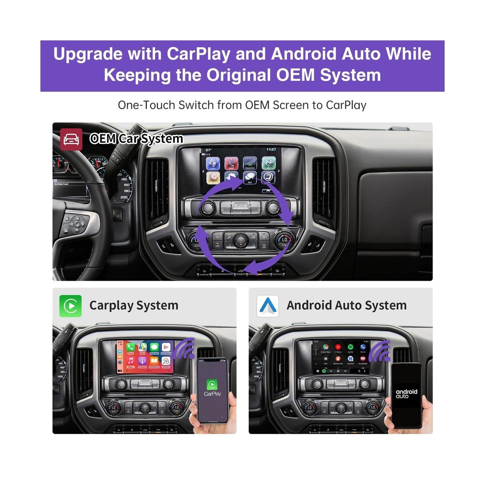 NINETOM 2026 Upgraded Wireless CarPlay & Android Auto Retrofit Module Compati...