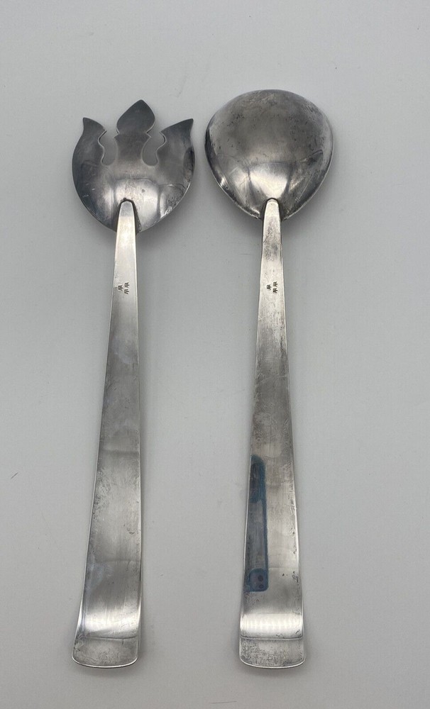 Three Crowns Silversmith Ingrid Silverplate Salad Serving Fork and Spoon Set