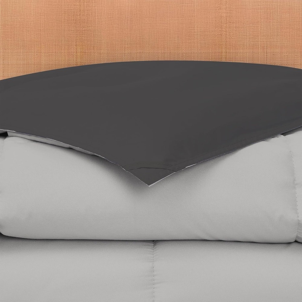 Down Alternative Reversible Comforter Dark Gray/Gray Twin