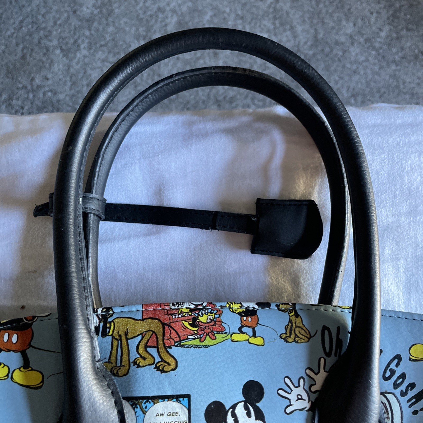 Disney Minnie & Mickey Mouse Lock & Key Satchel Purse Handbag Cartoon Comic Blue