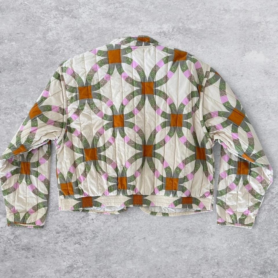 Universal Thread Women Retro Quilted Patchwork Jacket Cream M