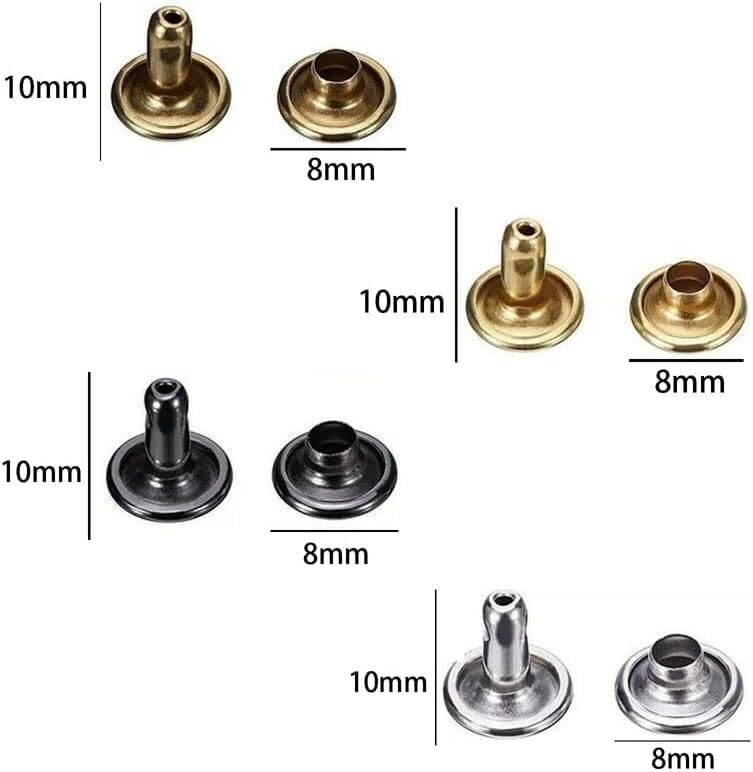200Sets Leather RivetsSliver Metal Double Cap Rivets Snaps Studs for Clothes ...