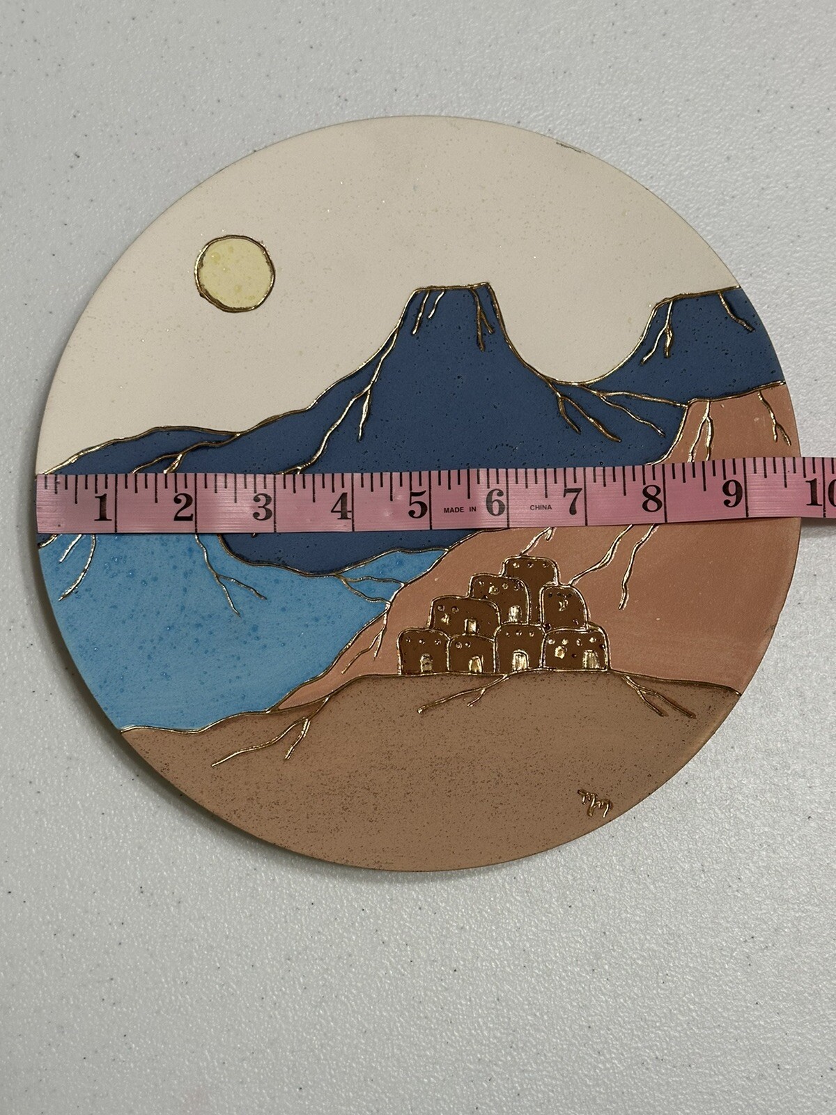 Handmade Artist Signed Native American Southwestern Scene Pottery Plate & Vase