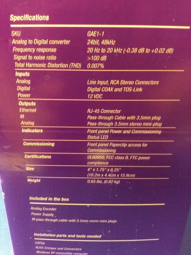 Graphite Five Multi-Source Multi Zone Audio Encoder New In Box