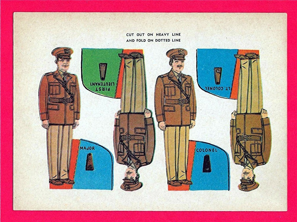 Old Military Soldiers Cut Outs Cereal Premium Toys Lieutenant Lt Colonel Major