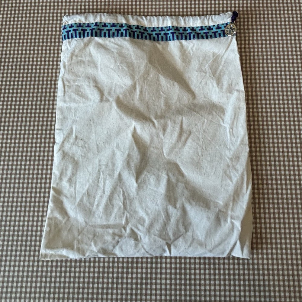 Tory Burch Dust Bag Medium Cotton Canvas Drawstring Storage Logo Charm