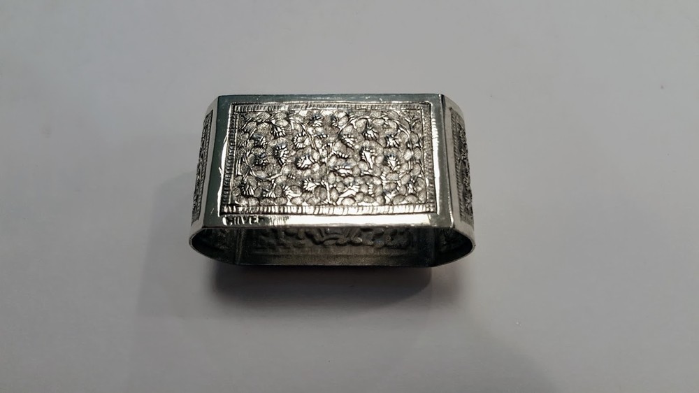 Antique Anglo Indian Colonial Silver Napkin Ring Marked Silver Nice Handwork