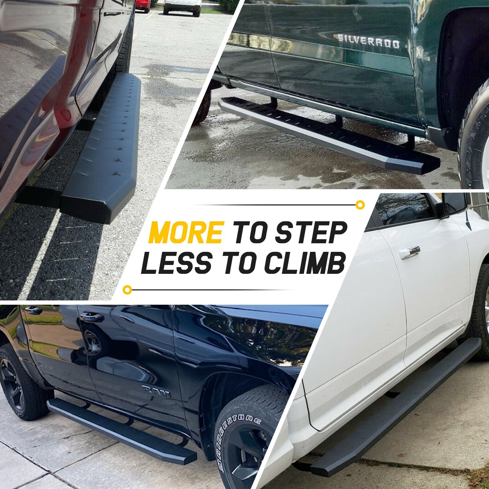 Fit 07-21 Toyota Tundra Double Cab 6" Black Heavy Duty Running Boards Side Steps