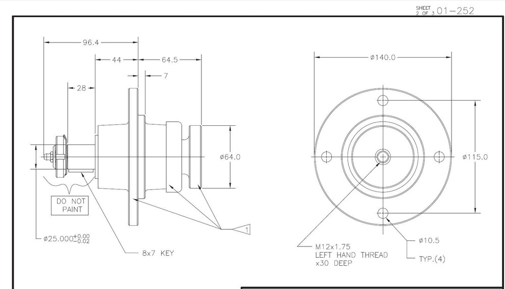 Finish mower Spindle, Lowey, Hull, Hardee, ITG 01-252