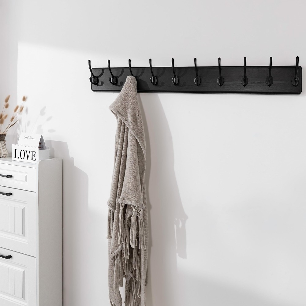 Rustic Wall Mounted Coat Rack, Case of 2, Pine Solid Wood Coat Hook Hanger - ...