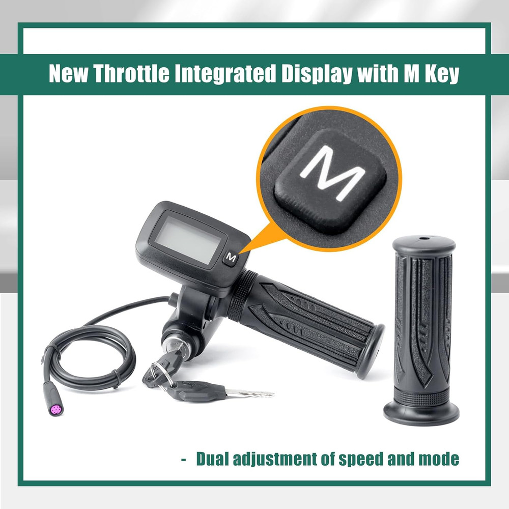 Upgrade 48V Ebike Speedometer Throttle with M Key Replacement for Tutt