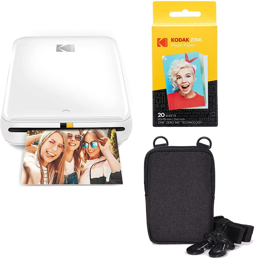 KODAK Step Wireless Mobile Photo Mini Printer (White) Go Bundle 2x3, White