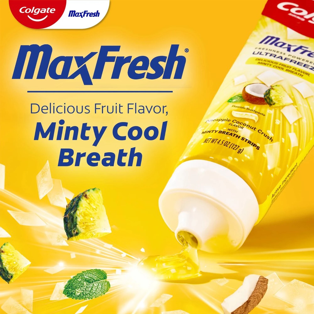 2 Colgate Max Fresh Anticavity Fluoride Toothpaste Mint Pineapple Coconut Crush