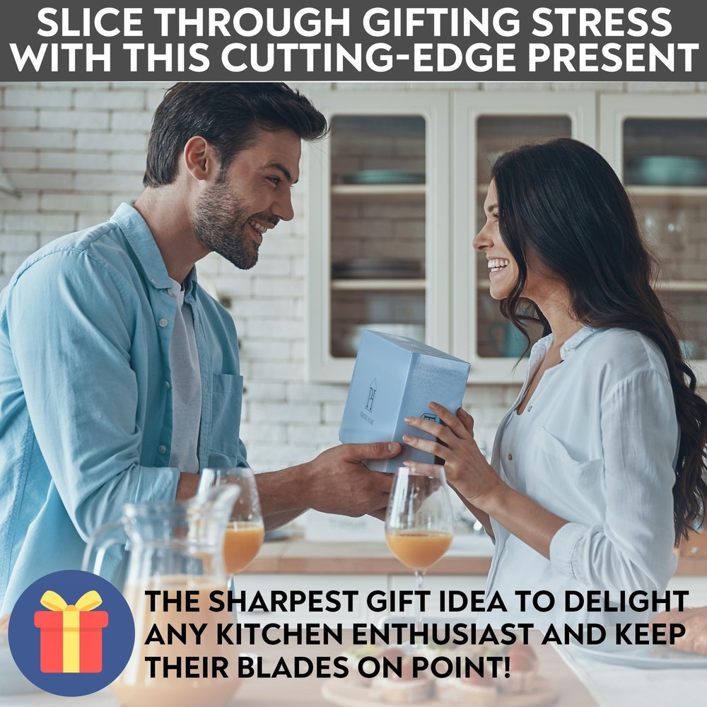 Black Roller Sharpener for Knives with Leather Strop - Knife Sharpener Kit wi...