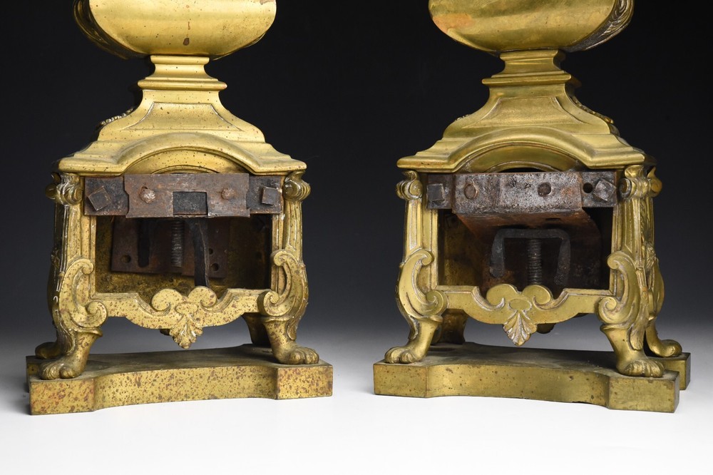 Regence Style Antique Bronze Chenets Firedogs Andirons