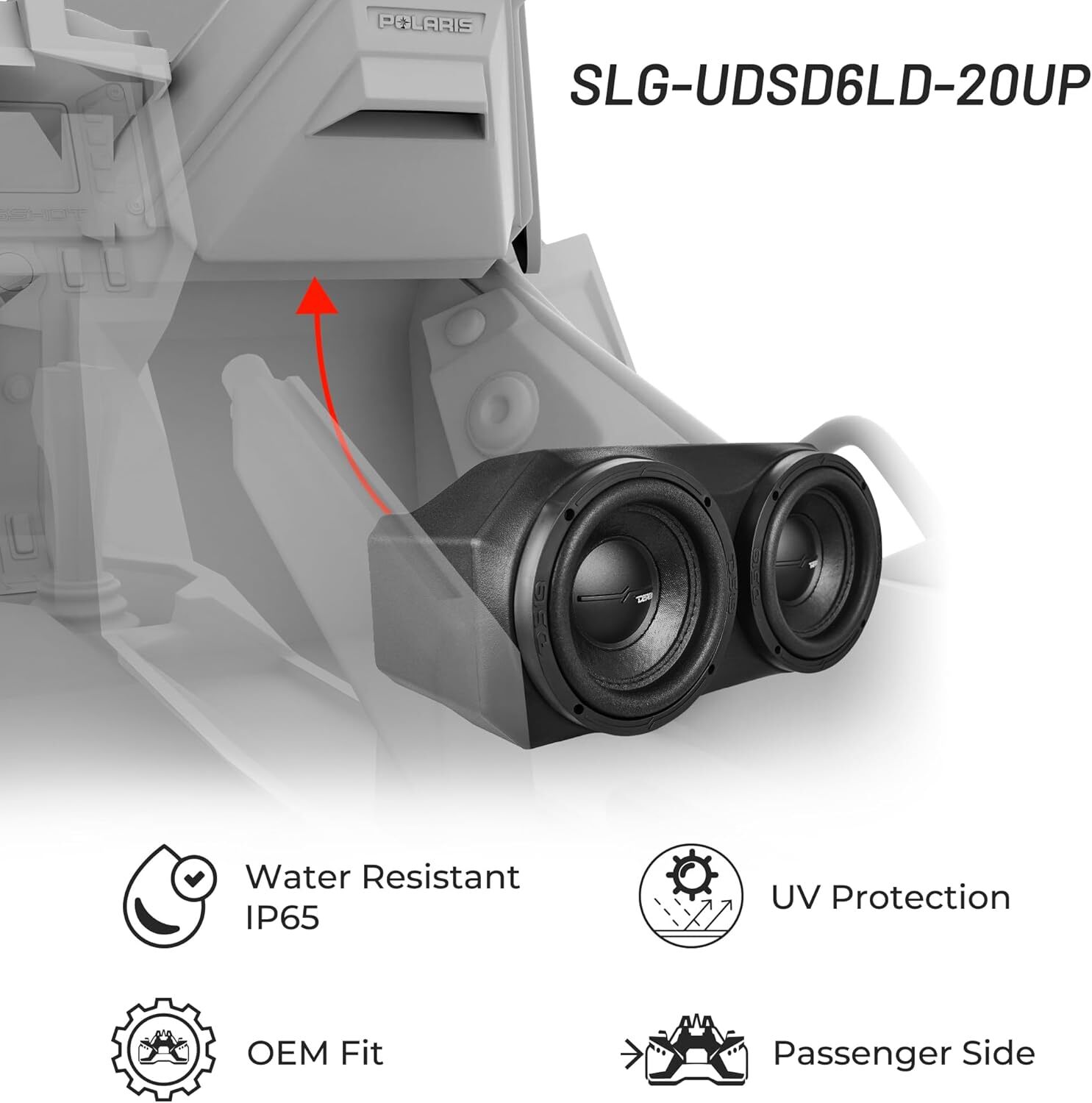 DS18 Polaris Slingshot Under Dash Enclosure with 2x 6.5" Subwoofers + Amplifier