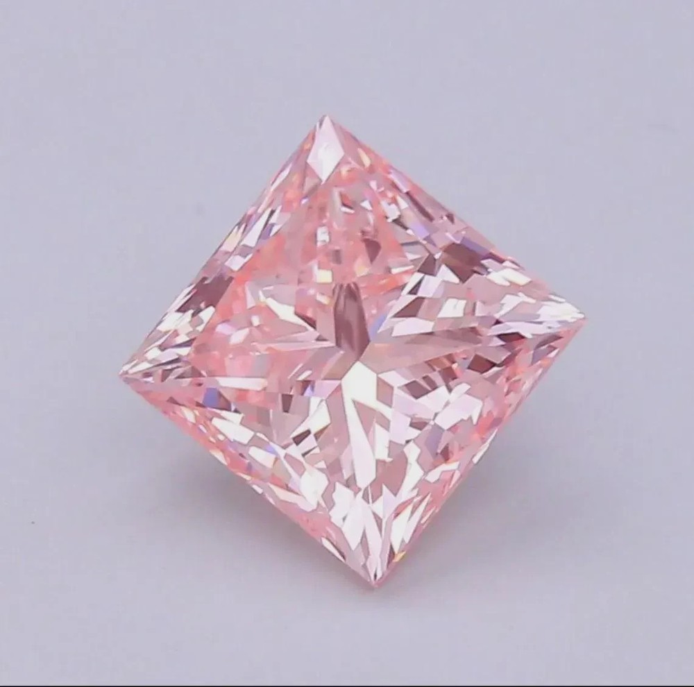 Pink Princess Cut Lab Created Diamond IGI