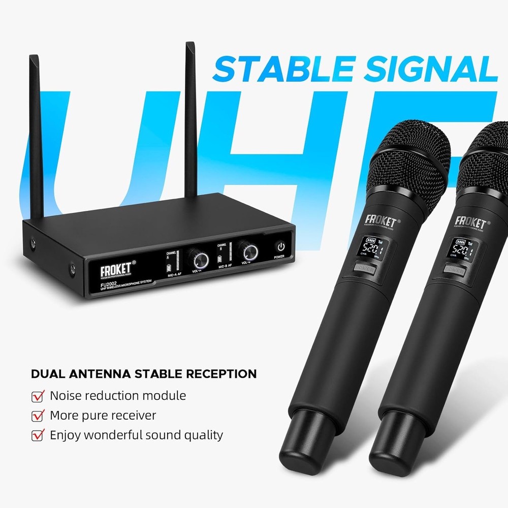 Handheld Wireless Microphone System - 260ft Range