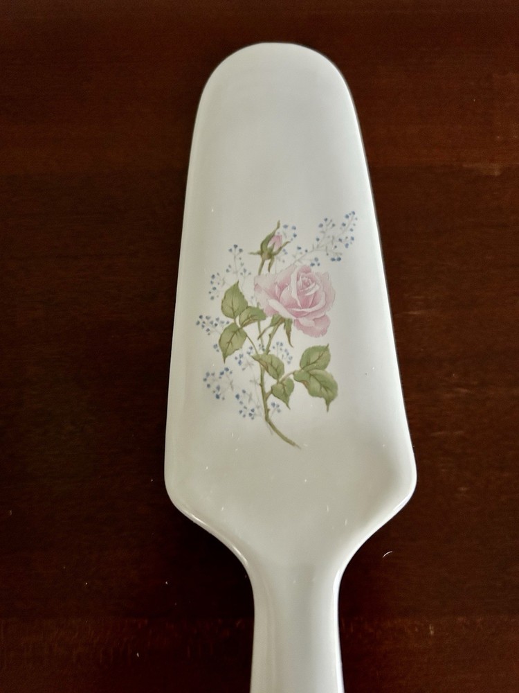 Pink Tea Rose Porcelain Pie Server