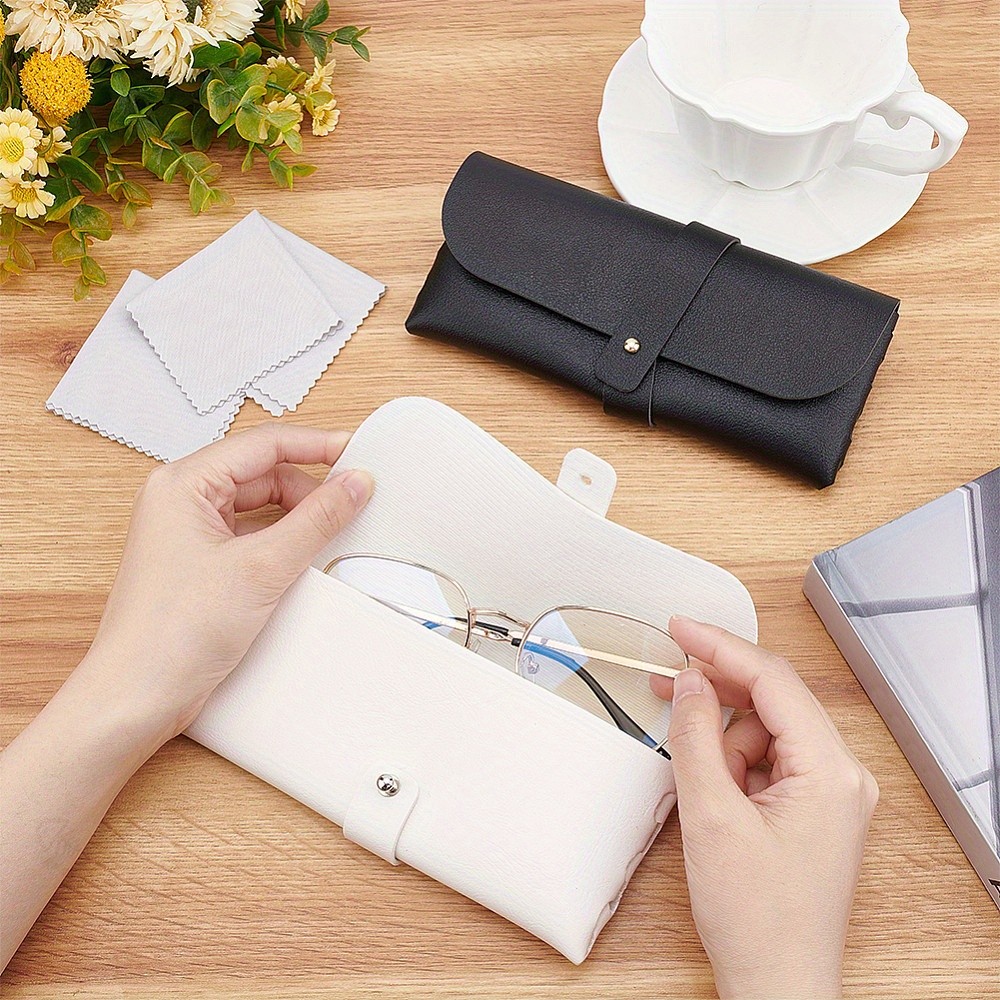 2pcs Glasses Case Smooth Surface Soft Material Wallet-style Design Sunglasses