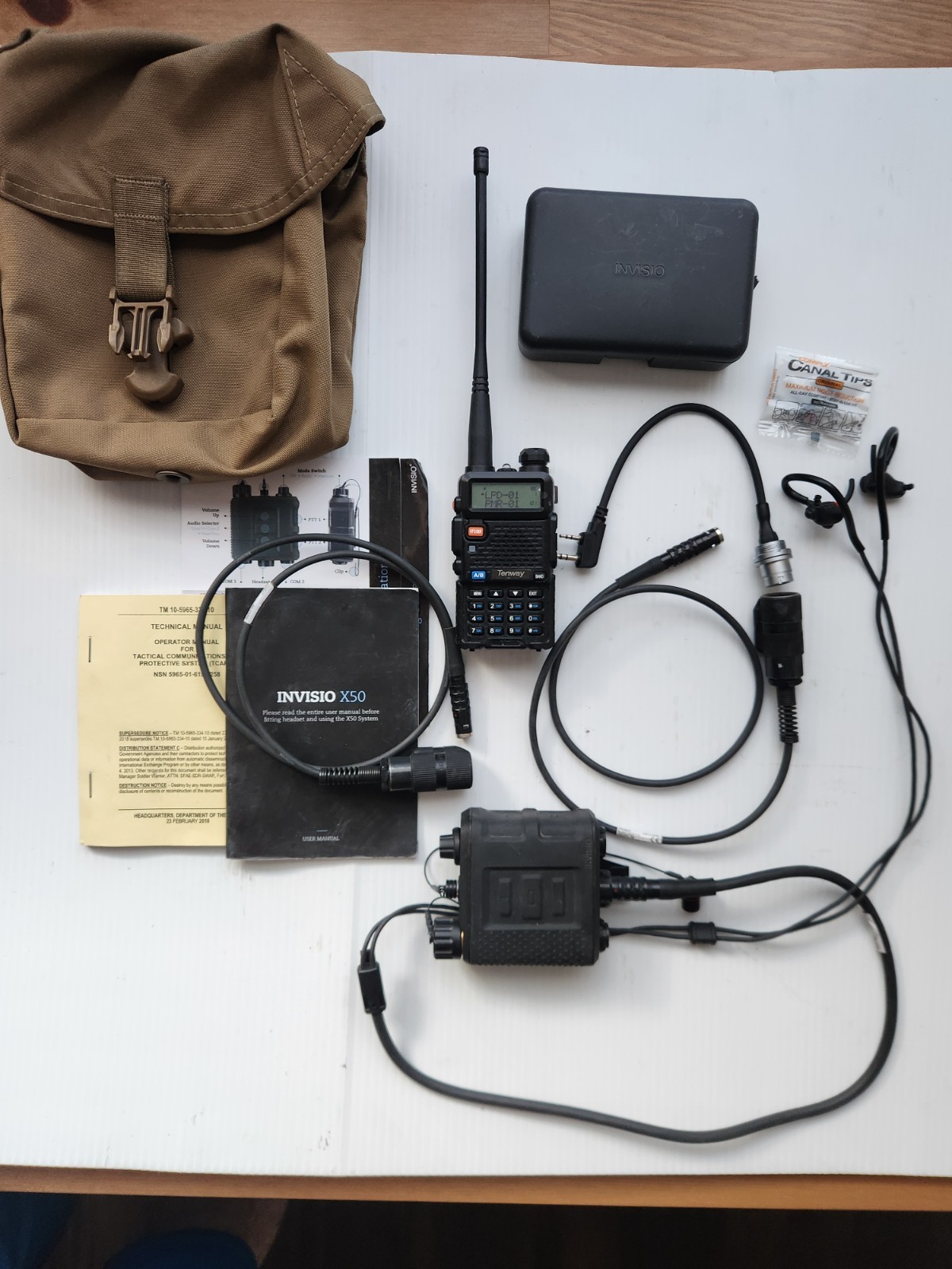 Genuine INVISIO X50 DUAL COMMS Gen II  Kit With X5 Headset and Baofeng/K2 cable