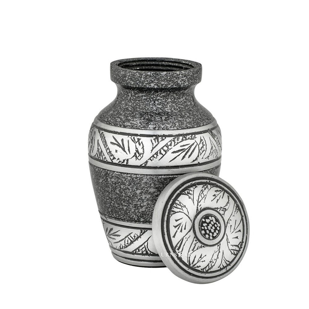 Eterna Laska Keepsake Cremation Urn for Ashes – Black & Silver Memorial