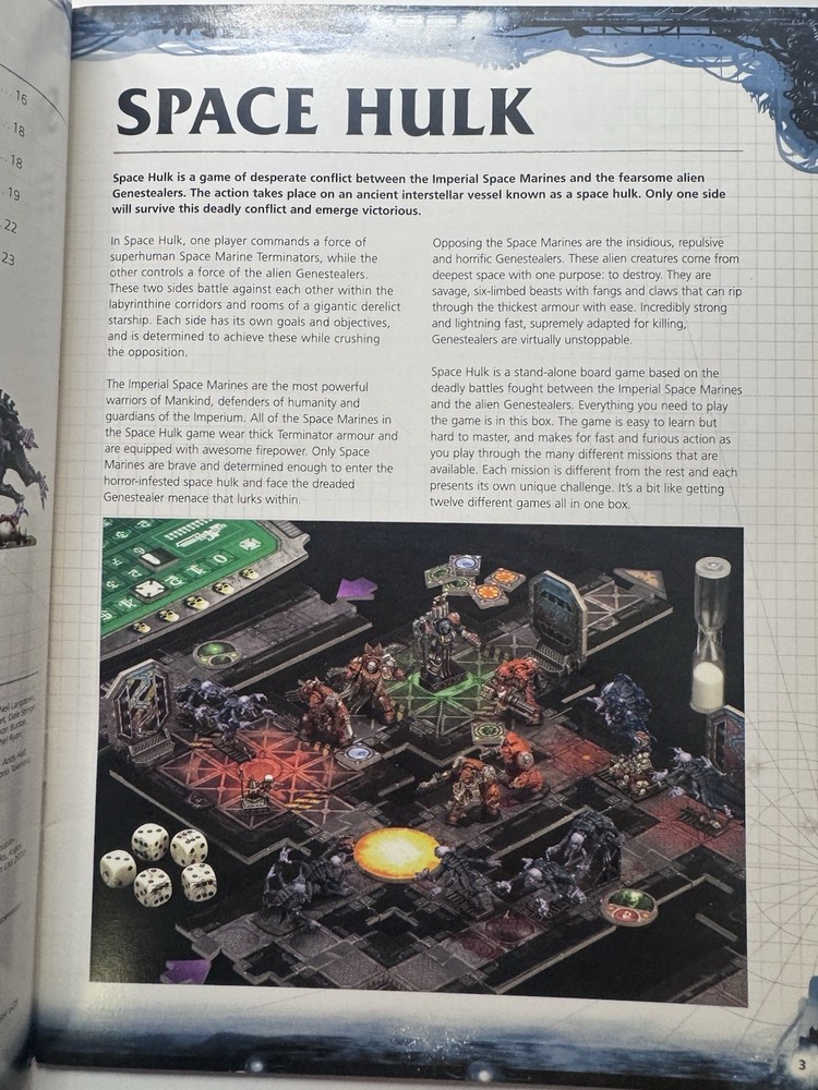 Warhammer 40k Space Hulk Rulebook + Reference Sheet Complete Genestealer Book