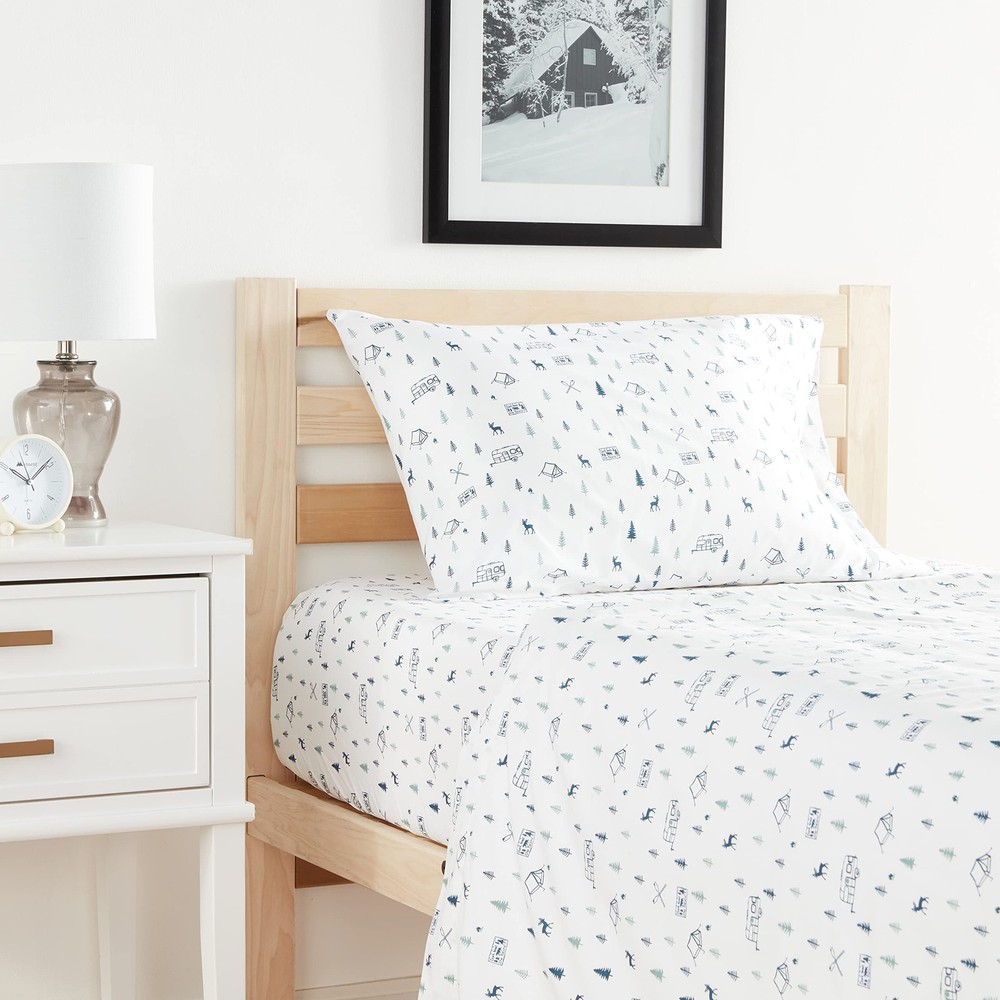 Eddie Bauer - Twin Sheet Set, Cotton Percale Bed Sheets, Crisp Cool Bed