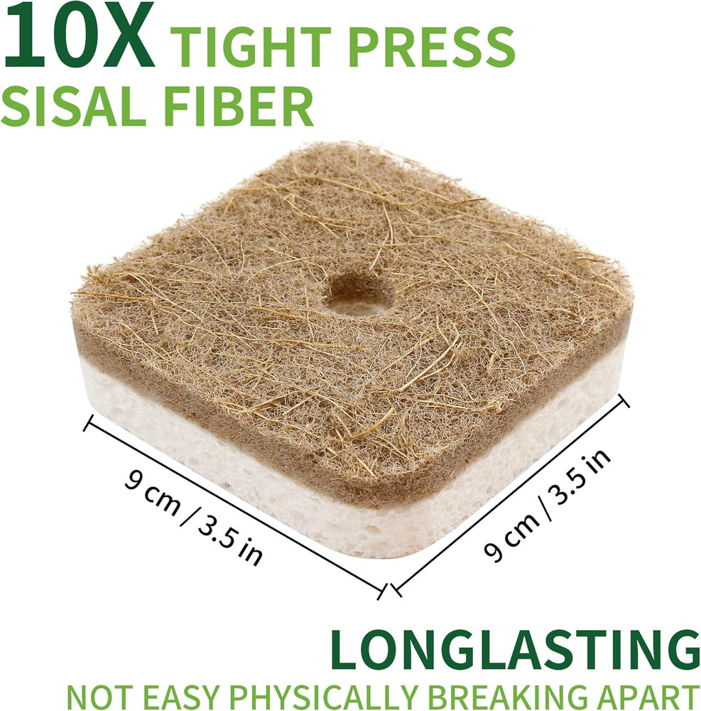 12Pack Natural Kitchen Scrub Dish Sponge with Suction Hanger Biodegradable Comp