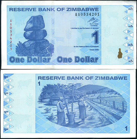Zimbabwe 1 Dollar 2009 P 92 UNC