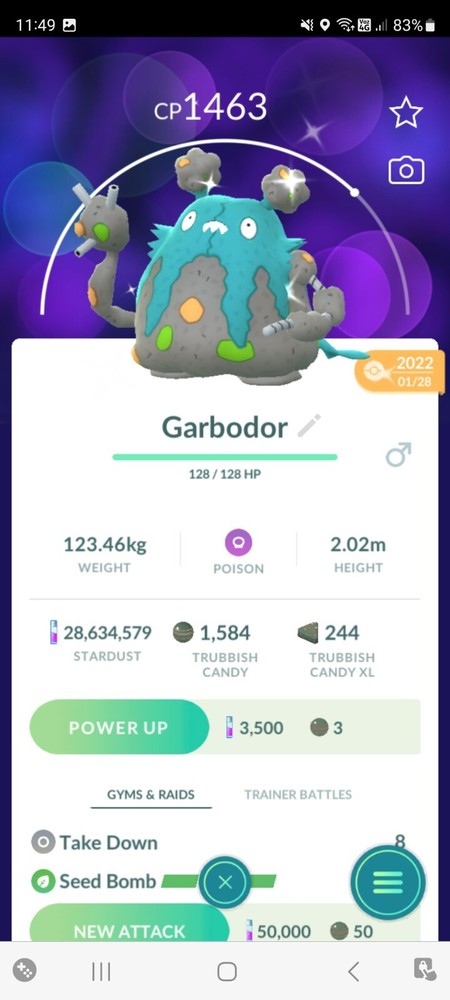 SHINY ✨ GARBODOR!!! ✨ - PKMN GO!!! - NOT REGISTERED!!!