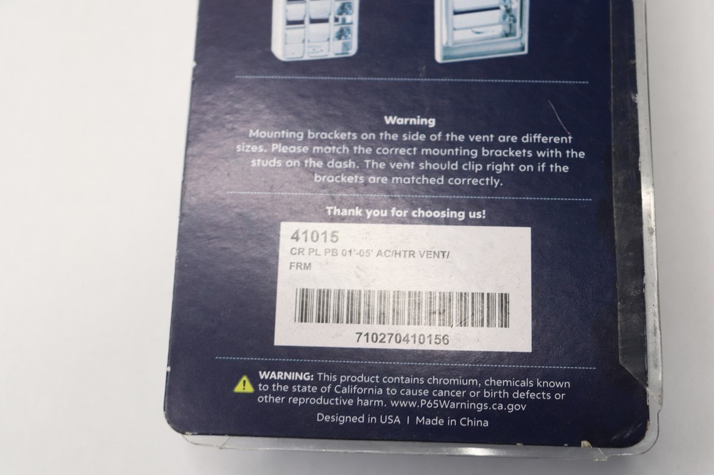 United Pacific A/C Vent Replacements Plastic Chrome 41015