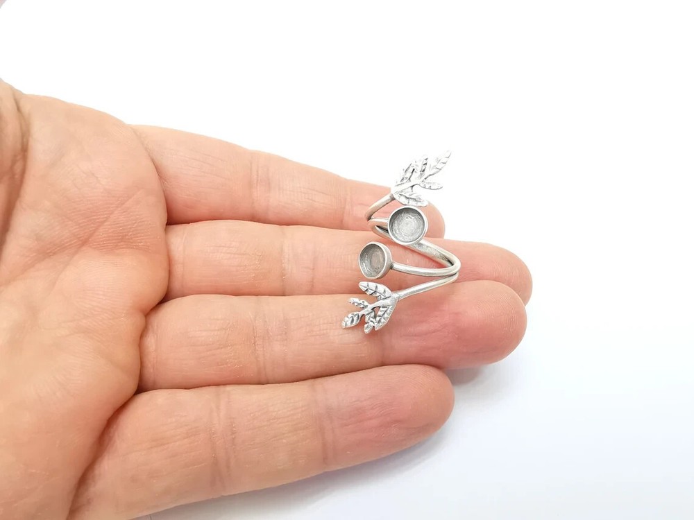 Wrap Leaf Ring Setting, Cabochon Blank, Resin Bezel, inlay Mounting, Epoxy Frame
