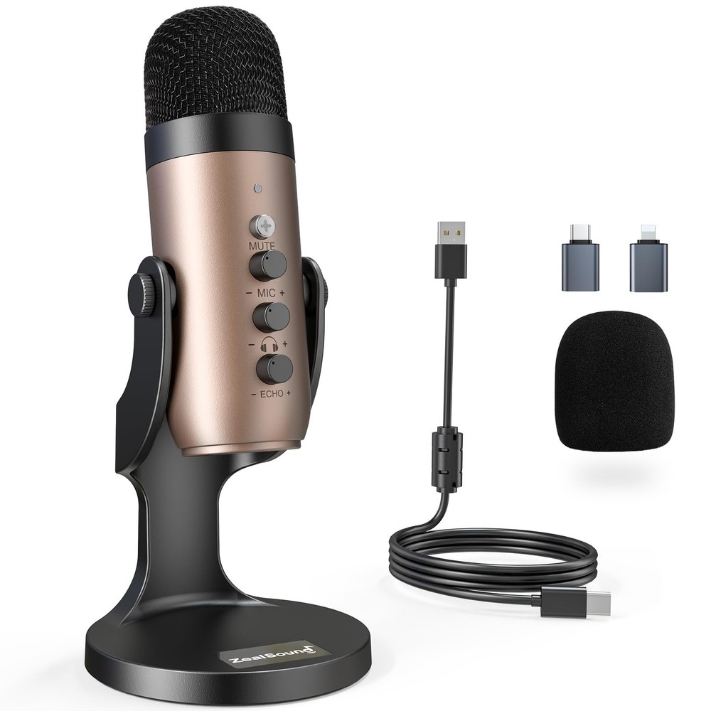 ZealSound USB Microphone Condenser Computer PC Mic Plug&Play Gaming Microphones