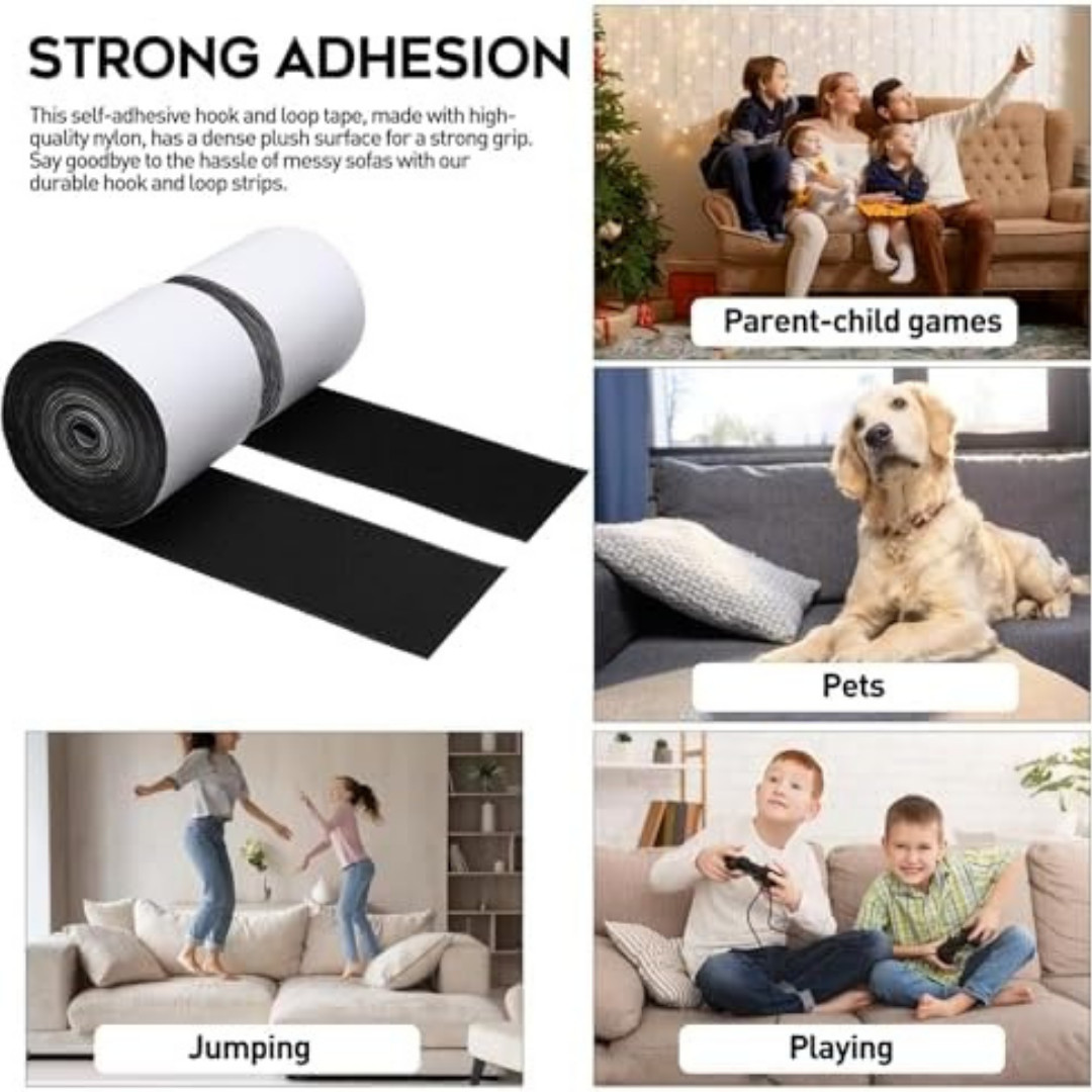 4.4 Inches x 7 Feet Strong Sticky Back Heavy Duty Hook and Loop Tape Adhesive