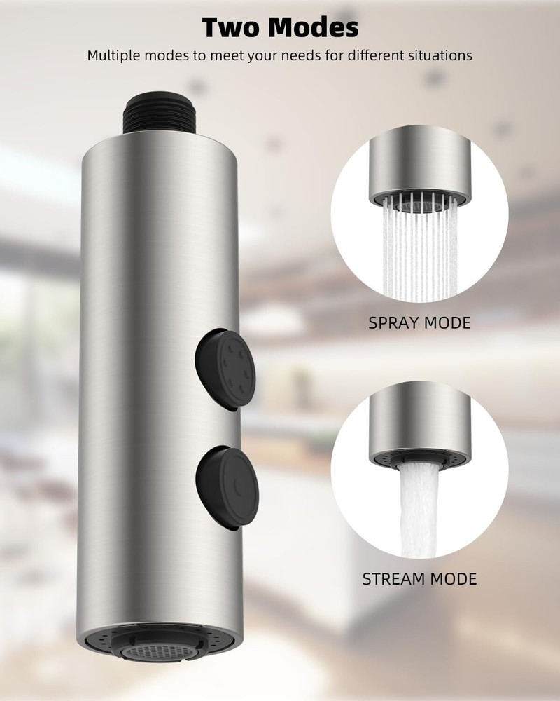Durable Stainless Steel Kitchen Faucet Replacement Head - Spray & Stream Modes