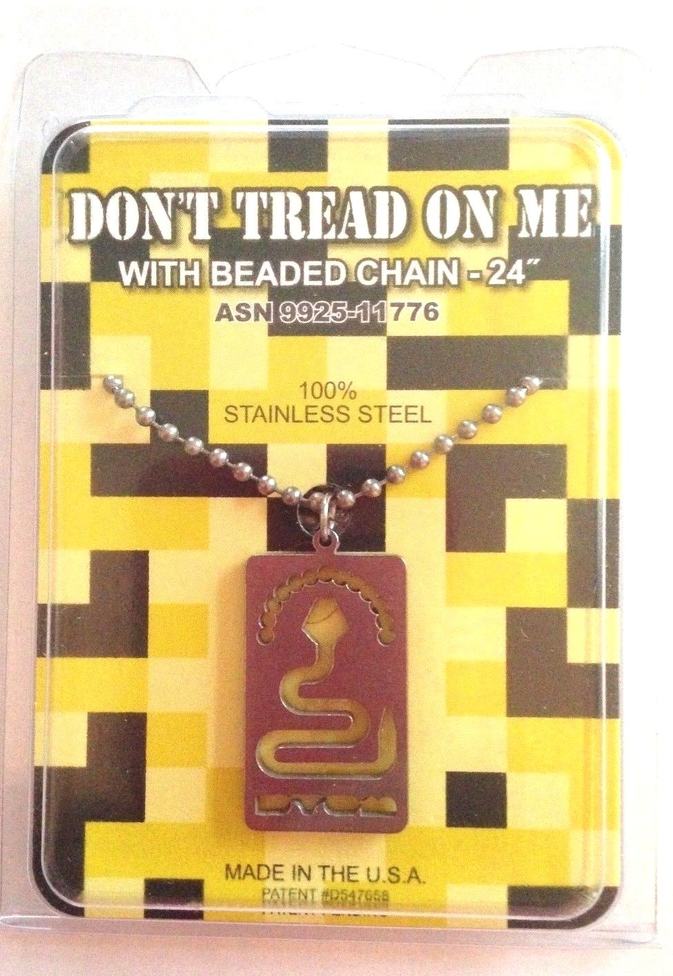 GI JEWELRY, Official US Military DON"T TREAD ON ME, Necklace Non-Reactive Steel