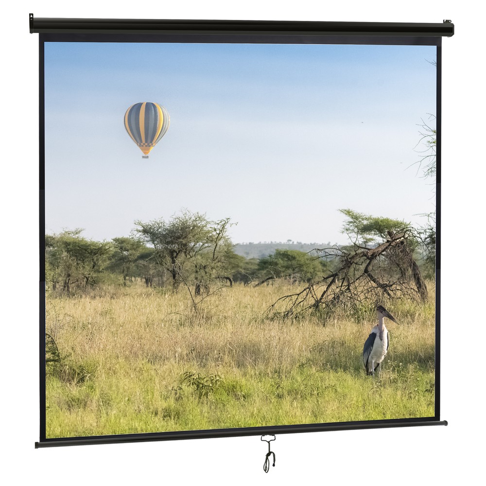 Projector Screen 120'' 1:1 40K HD Manual Pull Down Projection Screen Black