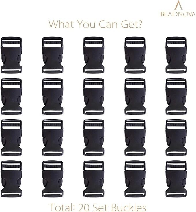 1 Inch Plastic Side Release Buckles 1 Flat Side Quick Release Buckle Clip 20 Pac
