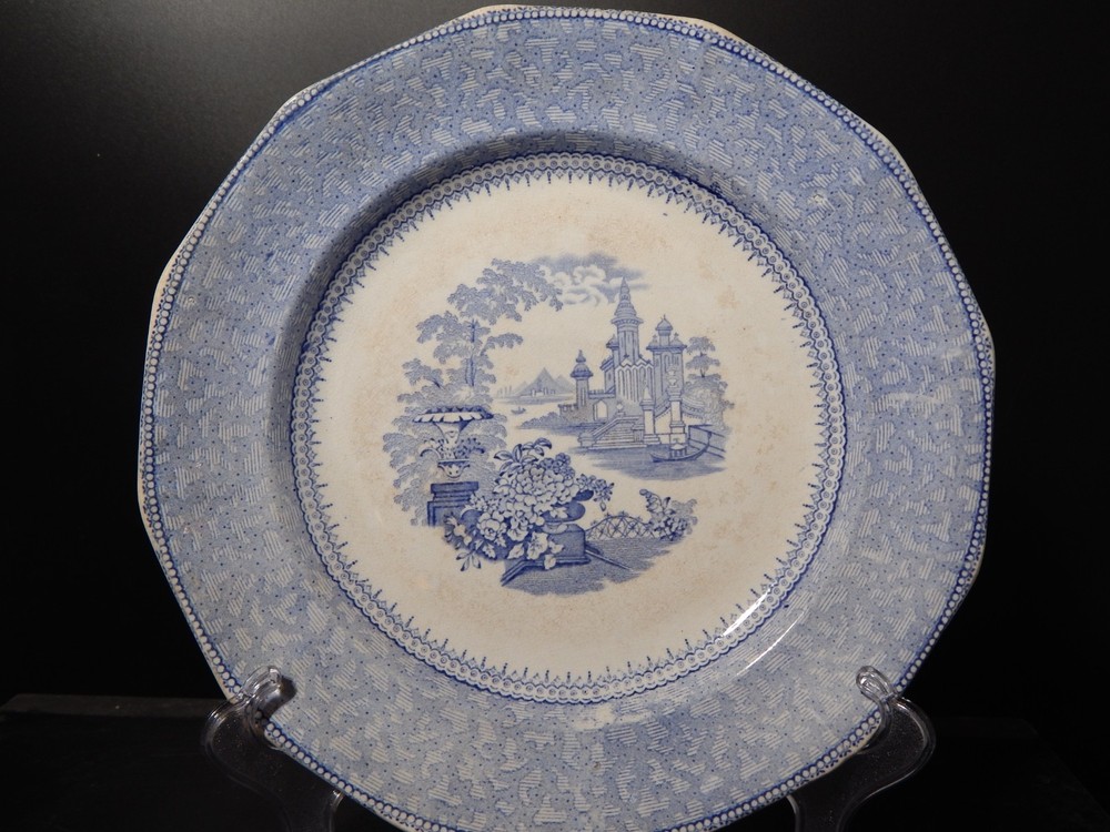Antique Georgian Ironstone Transferware Plate, E. & G. PHILLIPS Marine Pattern