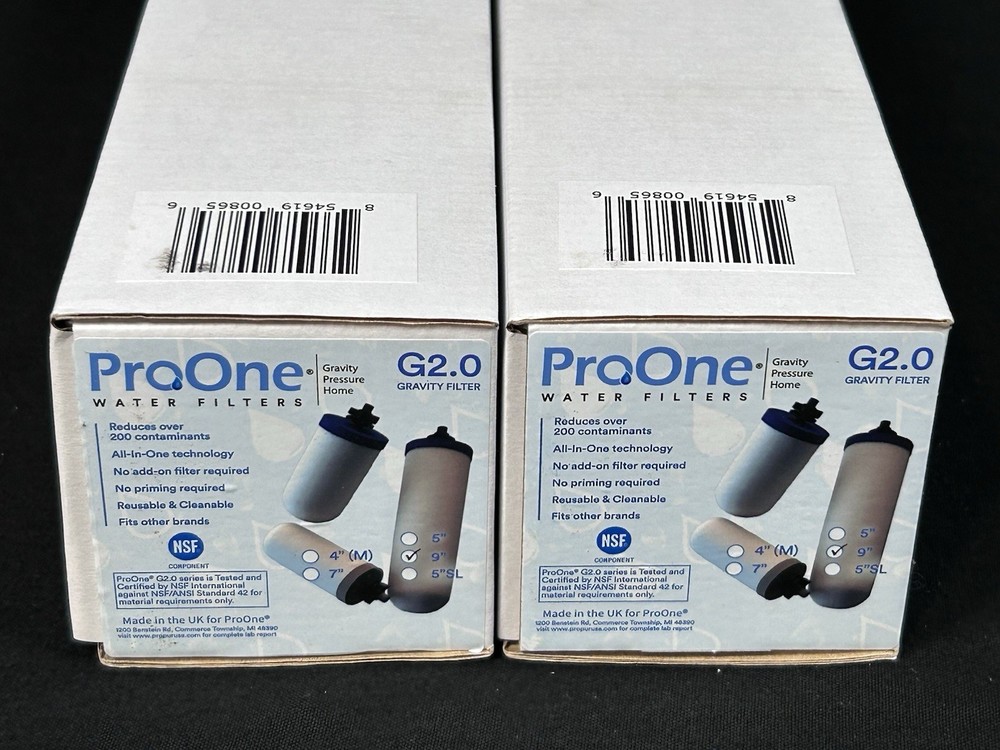 2 Pack ProOne G2.0 Gravity Water Filter 9-inch