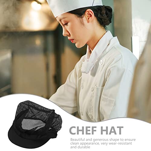 Adjustable Chef Hat with Breathable Mesh - Elastic Kitchen Work Cap for Food