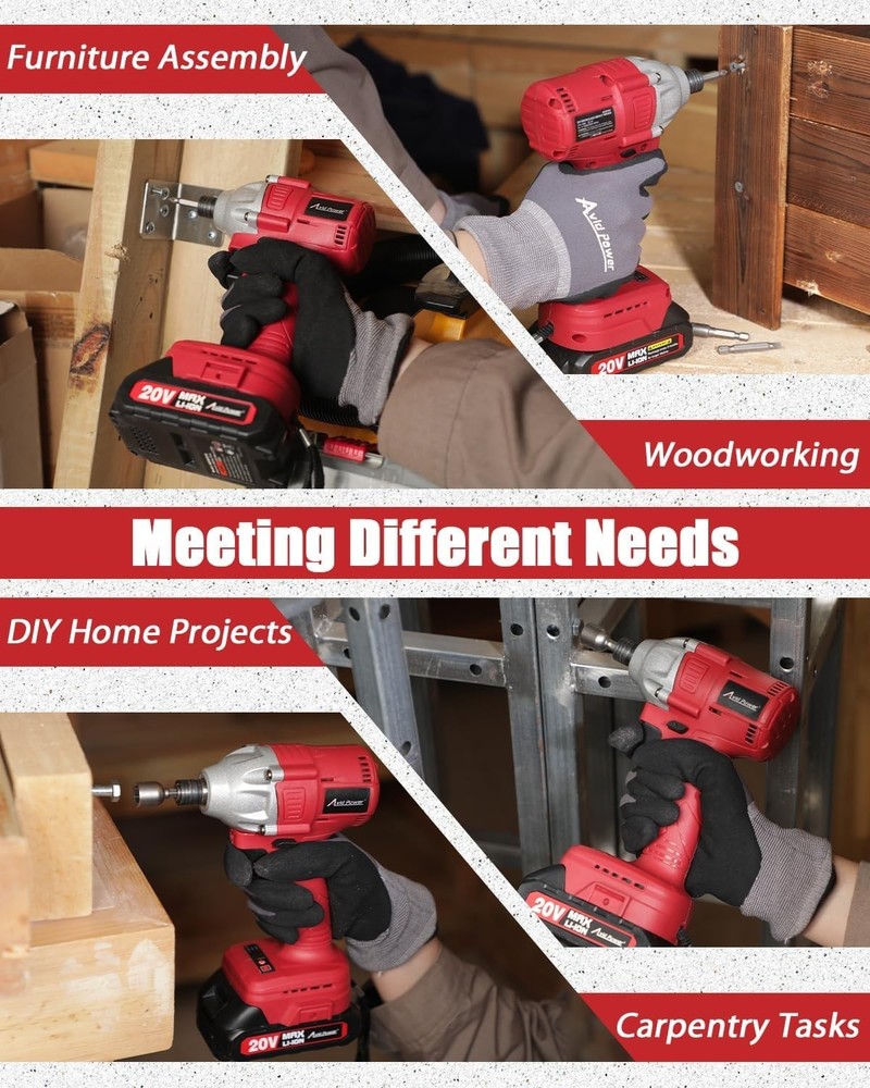 Impact Driver Kit, 250N.m. 20V Brushless Impact Driver Set, 2 Variable Speeds...