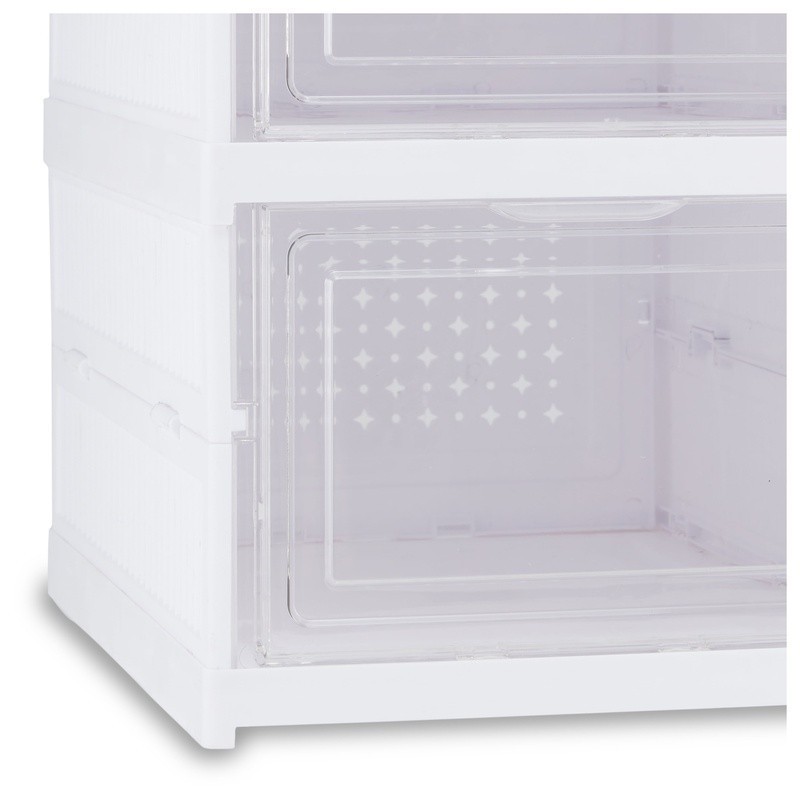 3-Tier Collapsible Shoe Organizer Clear Plastic Stackable Storage Rack Entryway