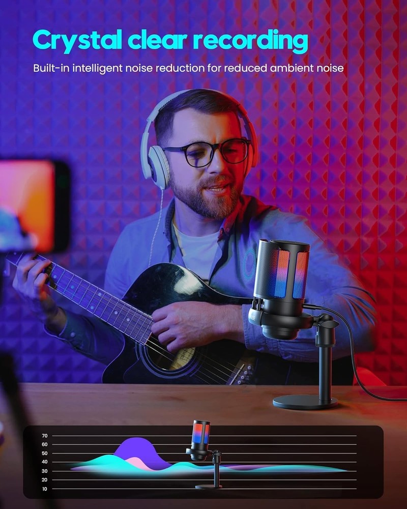 Pop Filter USB Microphone for Streaming - Gaming Mic for PC