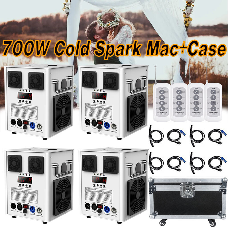 4PCS 700W Large Cold Spark Firework Machine Stage Effect DMX Machine Disco+Case