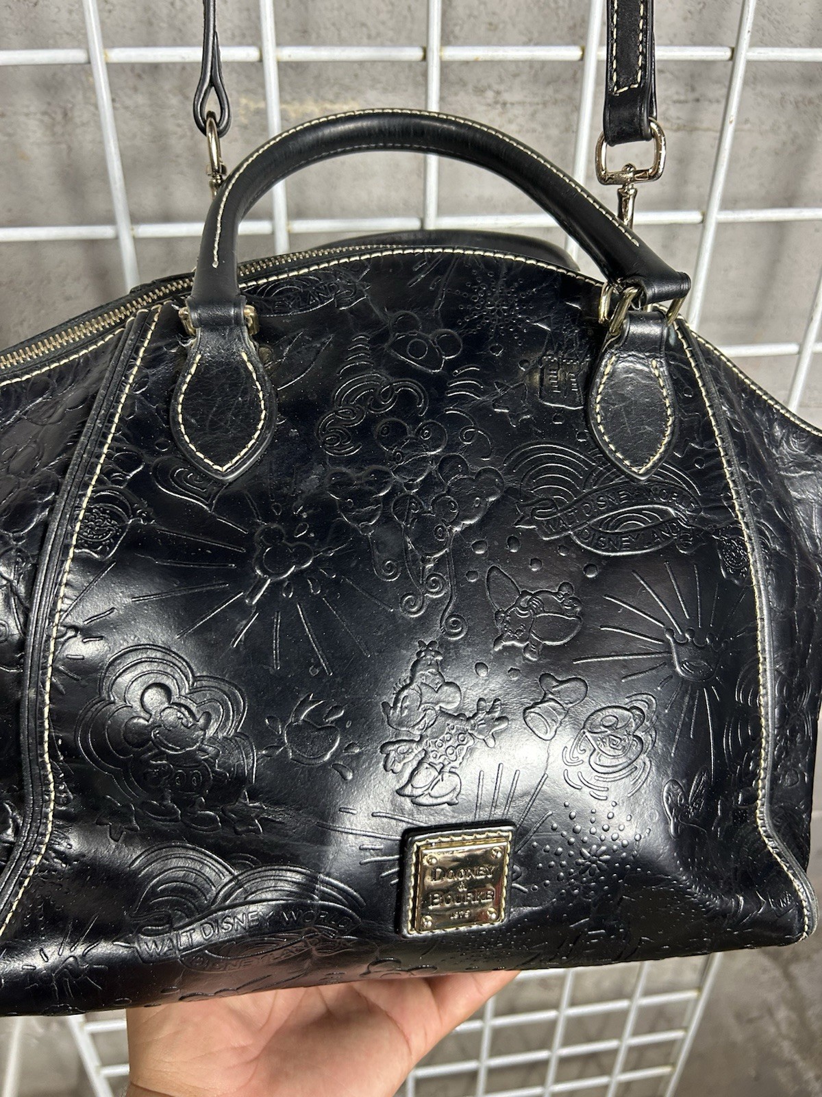 Dooney & Bourke Embossed Leather Disney Sketch Satchel Mickey Mouse Bag Purse