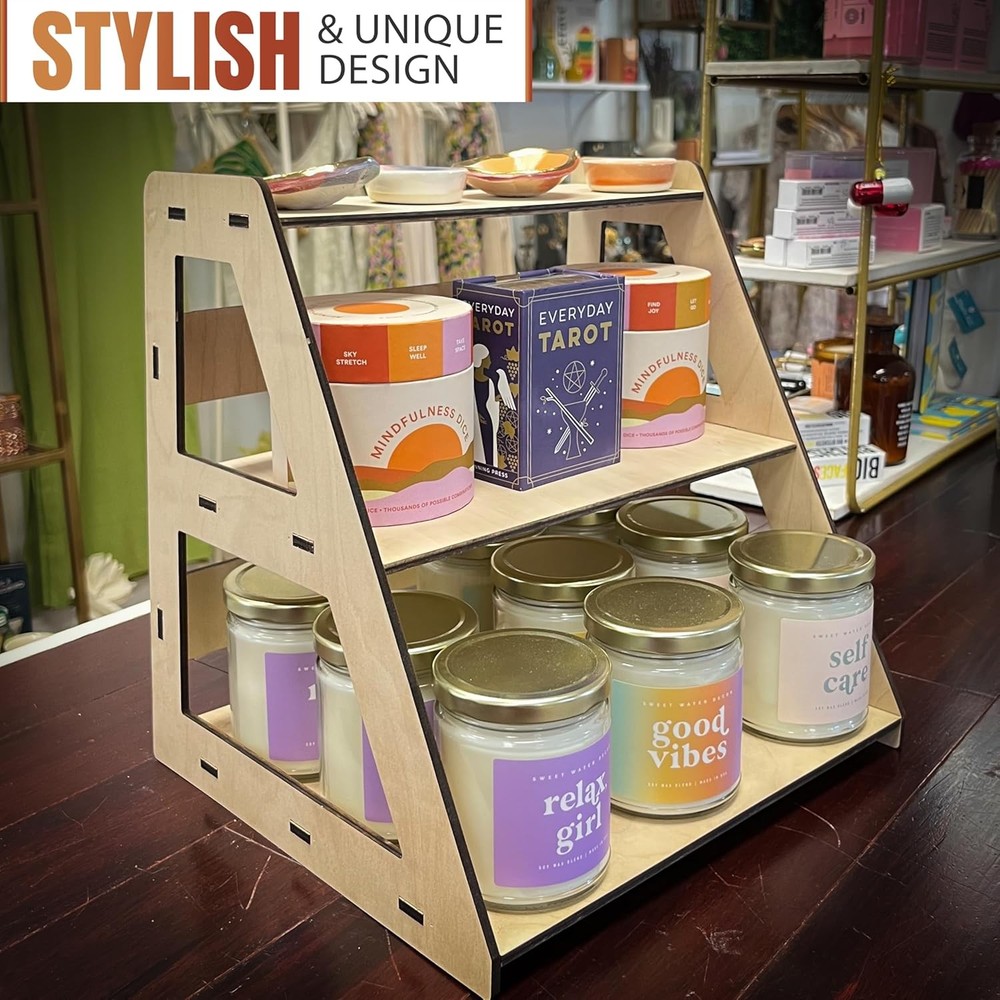 TORCHED 3-Tier Retail Table Display Stand | Versatile Showcase |Retail Table Top