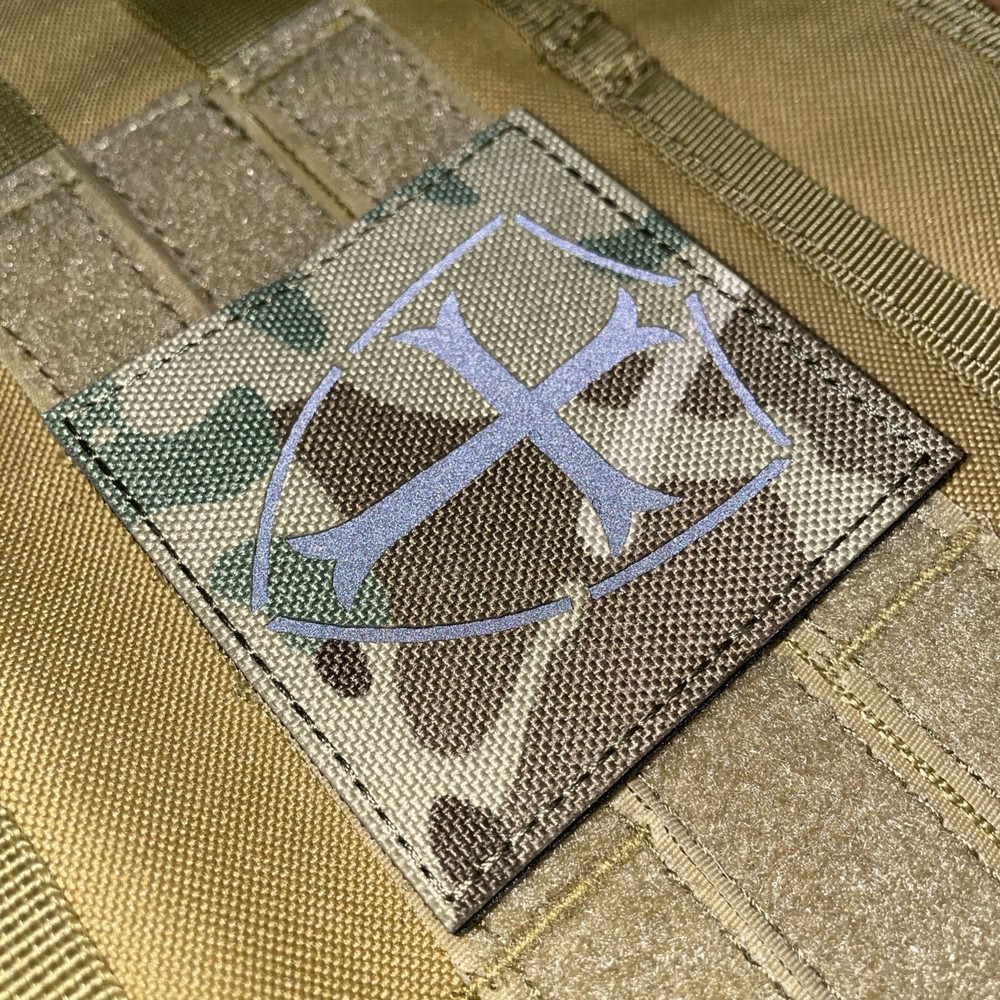 Knight Templar Holy Cross Shield IR Reflective Tactical Operator Patch Multicam