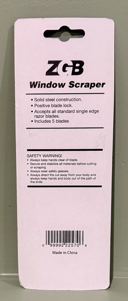 ZGB Retractable Window Razor Blade Scraper & 5 Replacement Blades